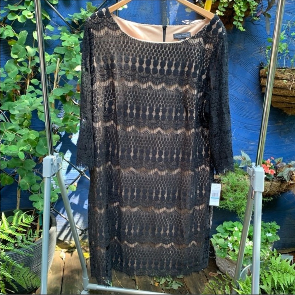 Jessica Howard Black Lace Illusion Plus Dress NWT 20W